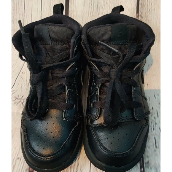 NIKE AIR JORDAN 1 MID SHOES TODDLER 10C US TRIPLE BLACK 640735-090 BASKETBALL - Picture 7 of 8